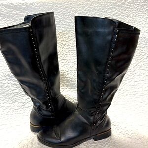 Black Knee-High Faux Leather Boots 9.5W